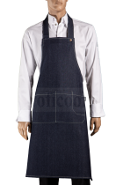 Denim apron with bib and pockets